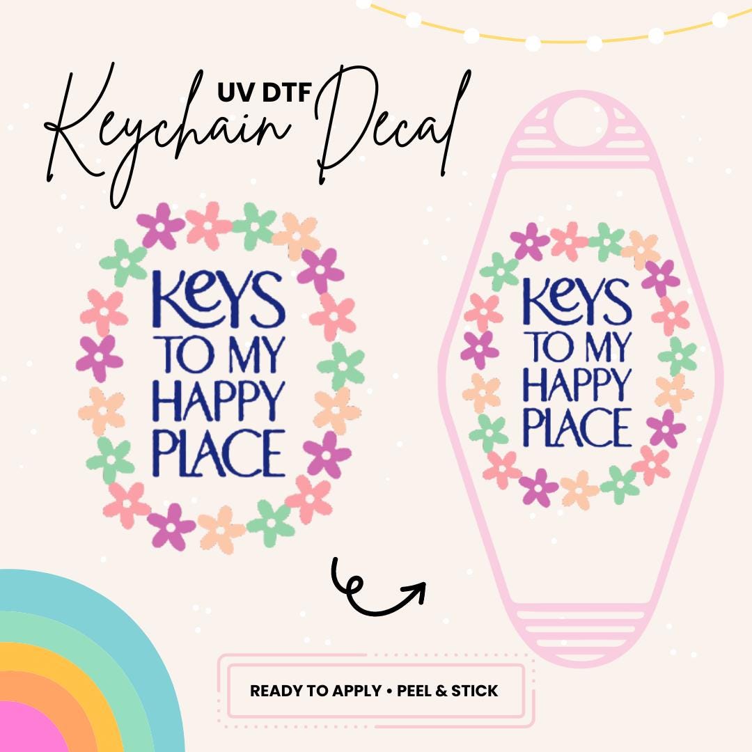 UV DTF Sticker For Retro Motel Keychain- Ready To Apply- No Heat Needed - Ready to Ship!