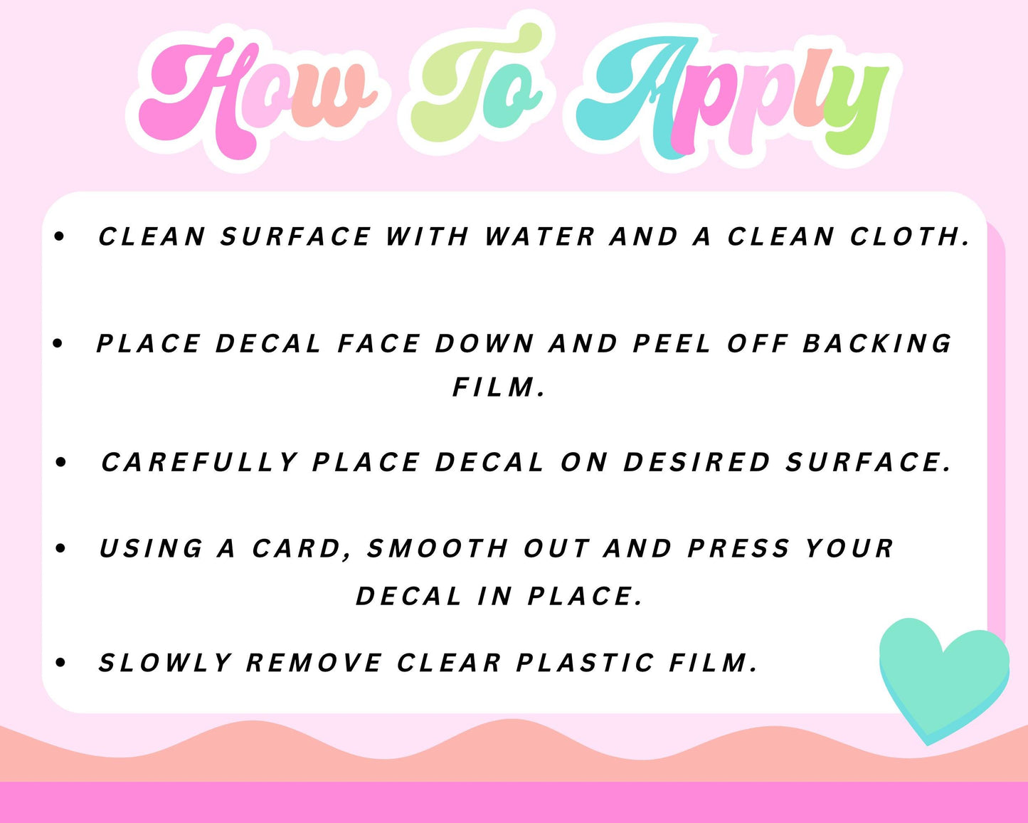 a poster with instructions for how to apply a clean surface with water and a clean