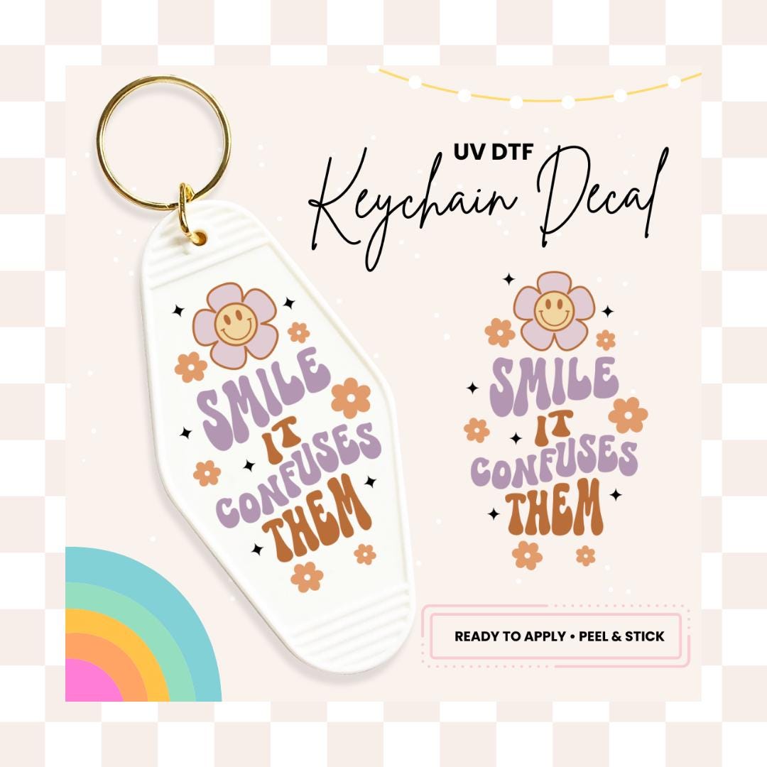 UV DTF Sticker For Retro Motel Keychain- Ready To Apply- No Heat Needed - Ready to Ship!
