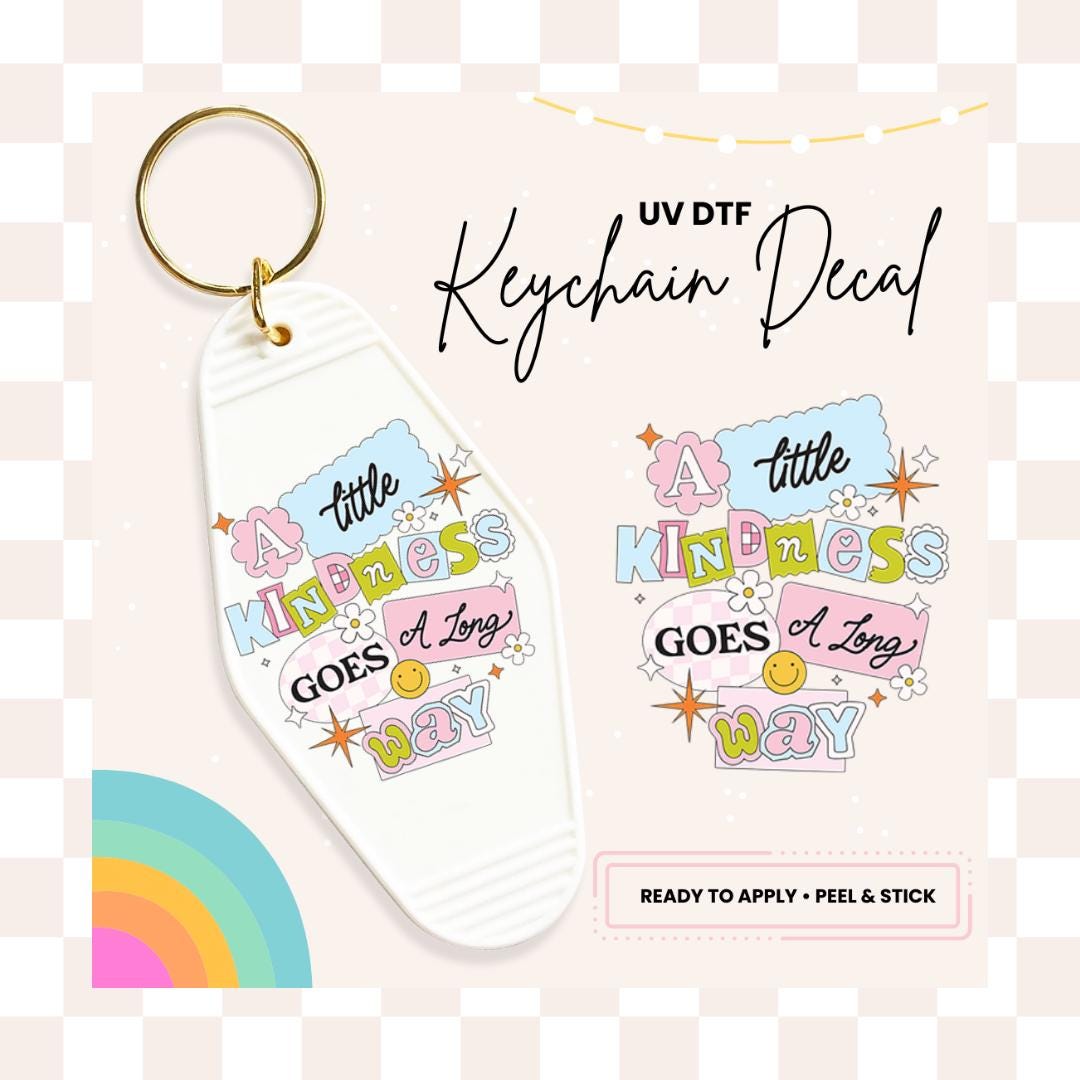 UV DTF Sticker For Retro Motel Keychain- Ready To Apply- No Heat Needed - Ready to Ship!