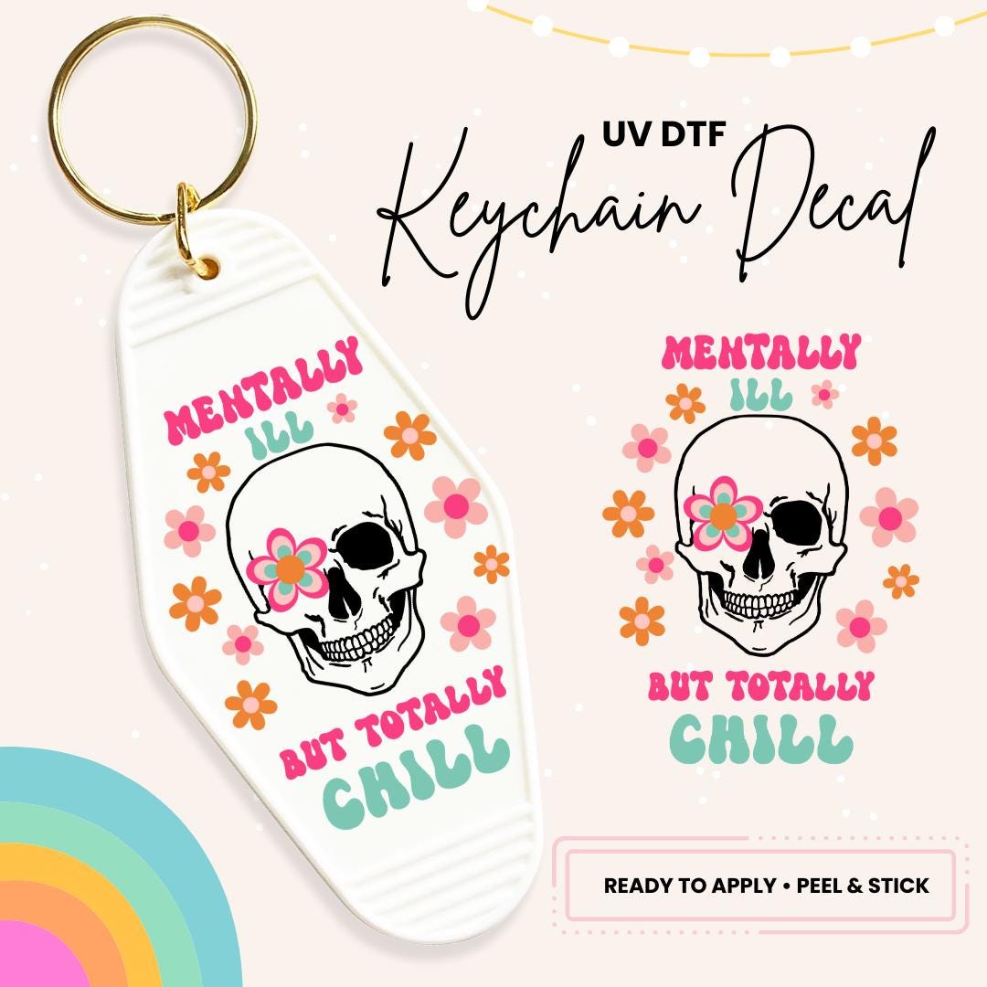 UV DTF Sticker For Retro Motel Keychain- Ready To Apply- No Heat Needed - Ready to Ship!