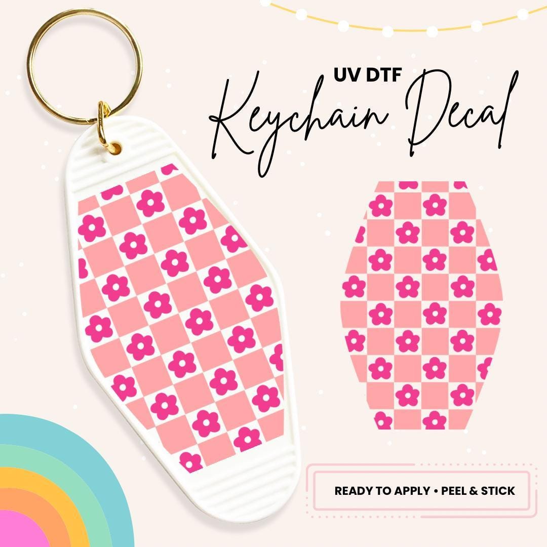 UV DTF Sticker For Retro Motel Keychain- Ready To Apply- No Heat Needed - Ready to Ship!