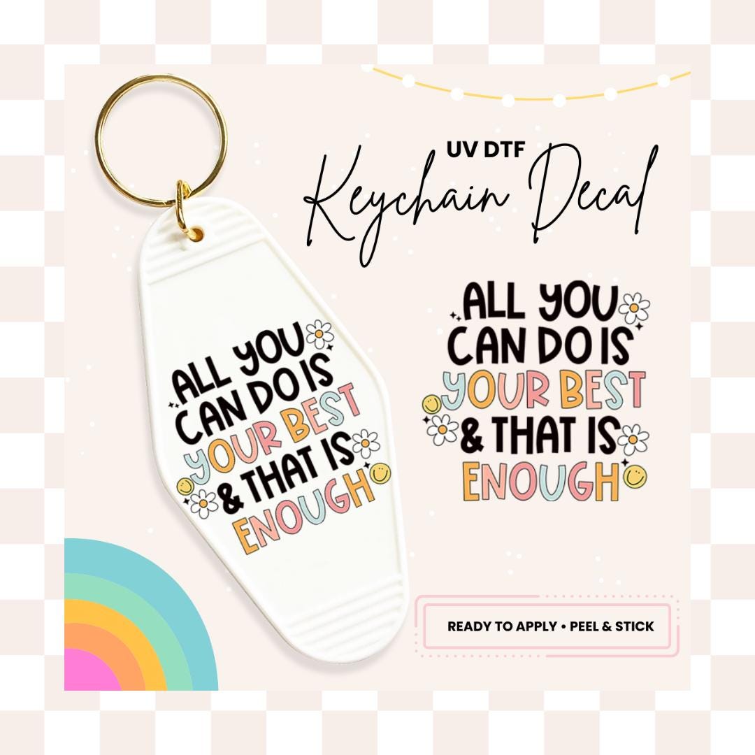 UV DTF Sticker For Retro Motel Keychain- Ready To Apply- No Heat Needed - Ready to Ship!