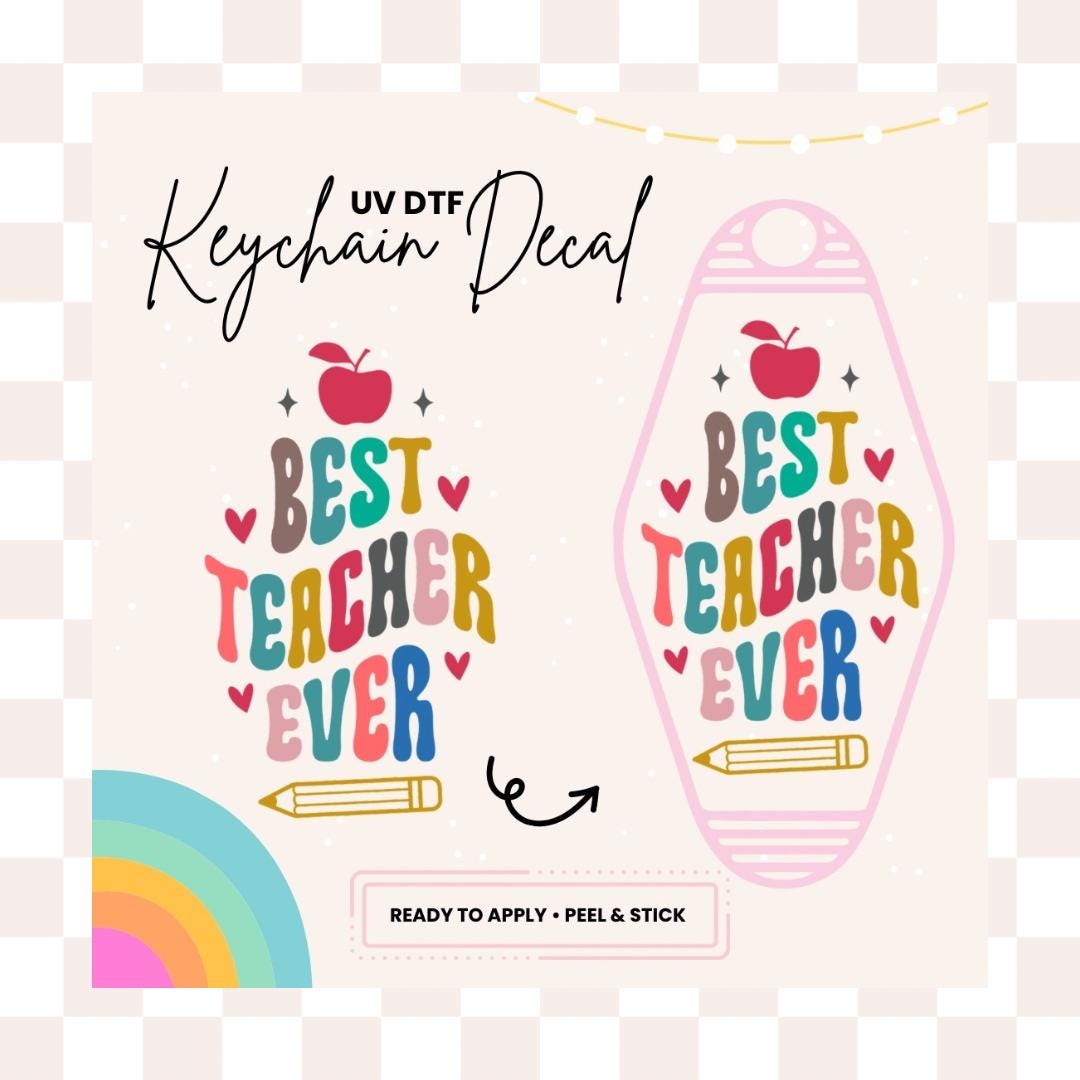 UV DTF Sticker For Retro Motel Keychain- Ready To Apply- No Heat Needed - Ready to Ship!