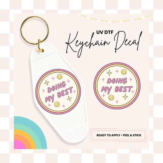 UV DTF Sticker For Retro Motel Keychain- Ready To Apply- No Heat Needed - Ready to Ship!