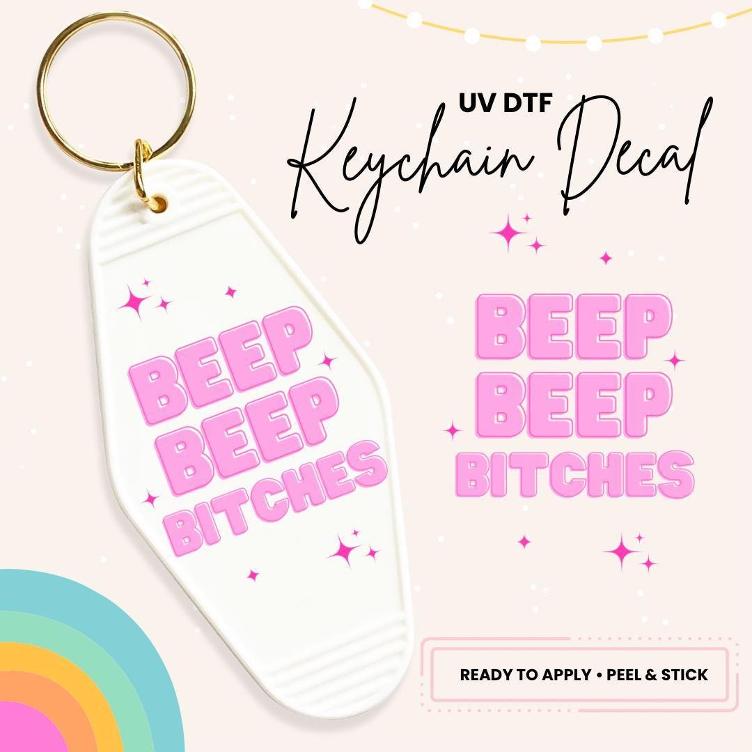 UV DTF Sticker For Retro Motel Keychain- Ready To Apply- No Heat Needed - Ready to Ship!