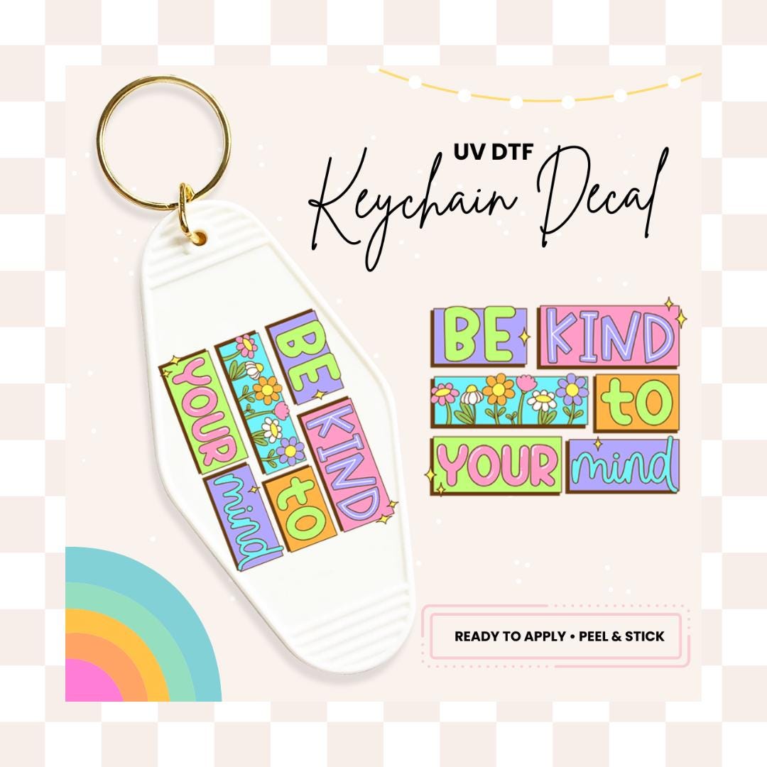 UV DTF Sticker For Retro Motel Keychain- Ready To Apply- No Heat Needed - Ready to Ship!