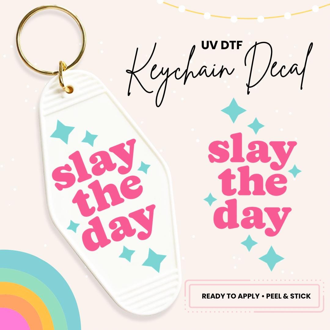 UV DTF Sticker For Retro Motel Keychain- Ready To Apply- No Heat Needed - Ready to Ship!