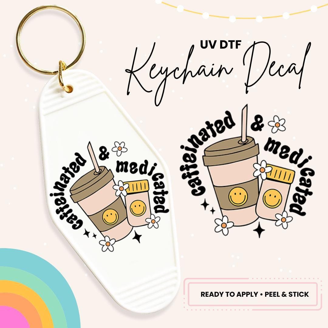 UV DTF Sticker For Retro Motel Keychain- Ready To Apply- No Heat Needed - Ready to Ship!