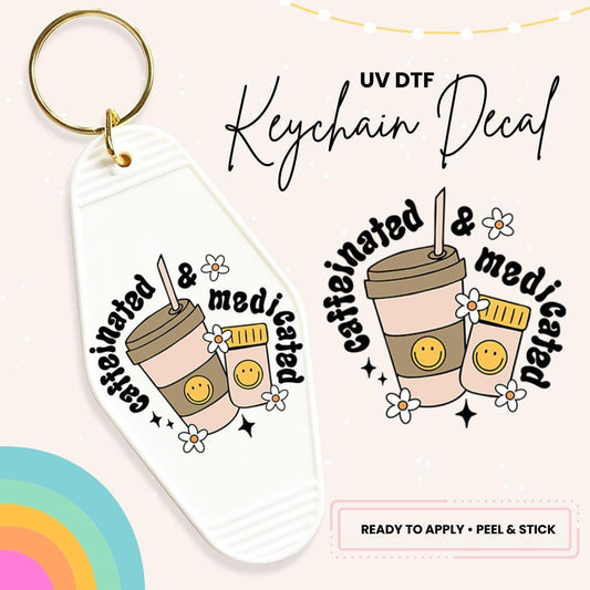 UV DTF Sticker For Retro Motel Keychain- Ready To Apply- No Heat Needed - Ready to Ship!