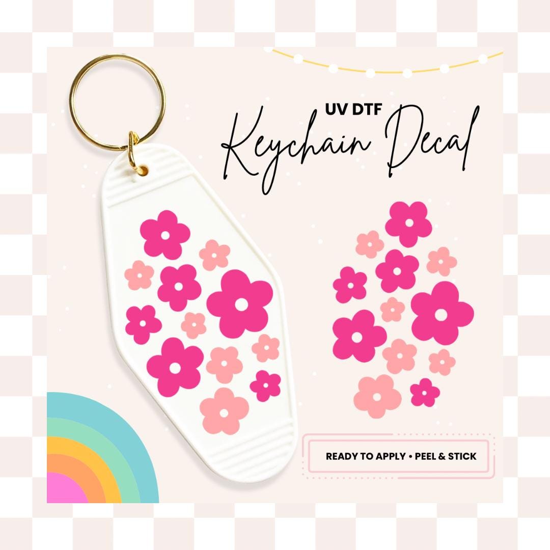 UV DTF Sticker For Retro Motel Keychain- Ready To Apply- No Heat Needed - Ready to Ship!