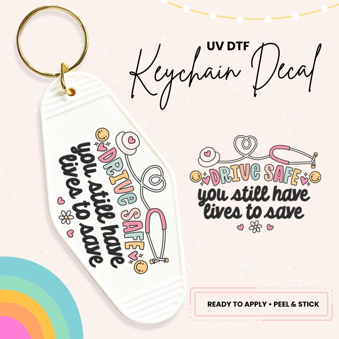 UV DTF Sticker For Retro Motel Keychain- Ready To Apply- No Heat Needed - Ready to Ship!