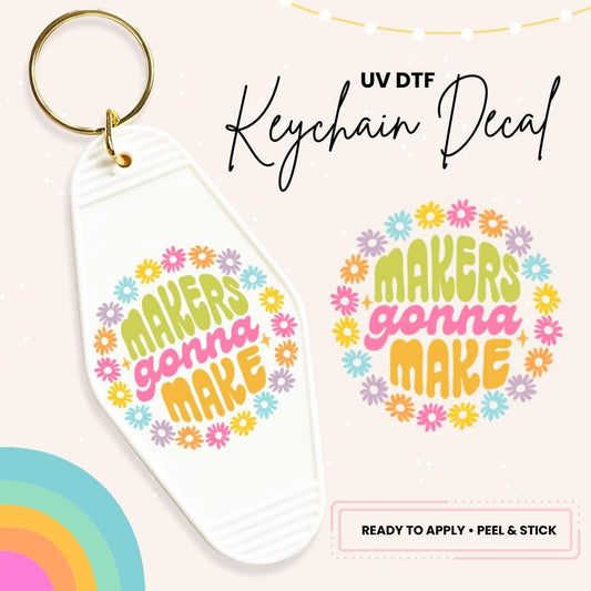 UV DTF Sticker For Retro Motel Keychain- Ready To Apply- No Heat Needed - Ready to Ship!