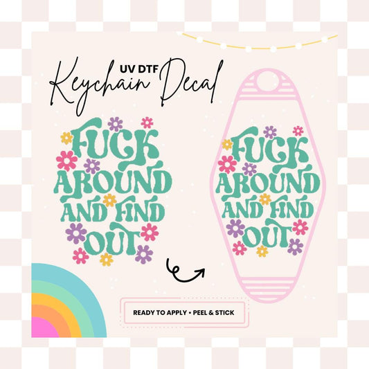 UV DTF Sticker For Retro Motel Keychain- Ready To Apply- No Heat Needed - Ready to Ship!