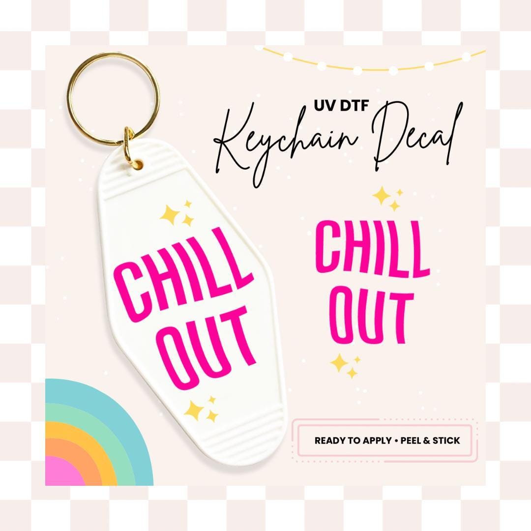 UV DTF Sticker For Retro Motel Keychain- Ready To Apply- No Heat Needed - Ready to Ship!