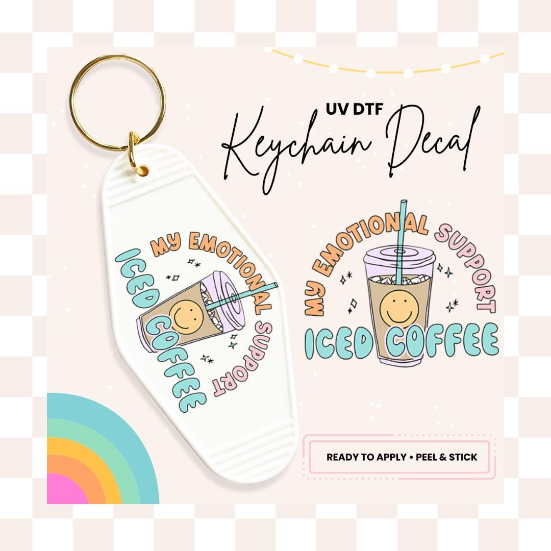 UV DTF Sticker For Retro Motel Keychain- Ready To Apply- No Heat Needed - Ready to Ship!