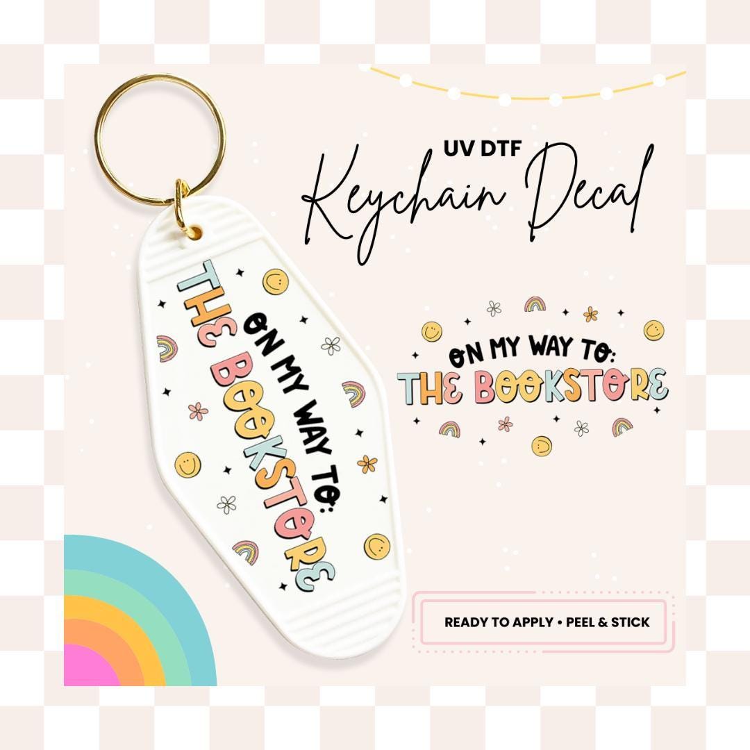 UV DTF Sticker For Retro Motel Keychain- Ready To Apply- No Heat Needed - Ready to Ship!