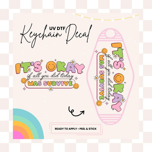 UV DTF Sticker For Retro Motel Keychain- Ready To Apply- No Heat Needed - Ready to Ship!