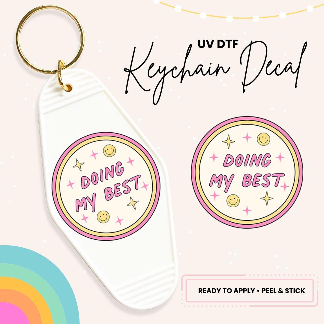 UV DTF Sticker For Retro Motel Keychain- Ready To Apply- No Heat Needed - Ready to Ship!