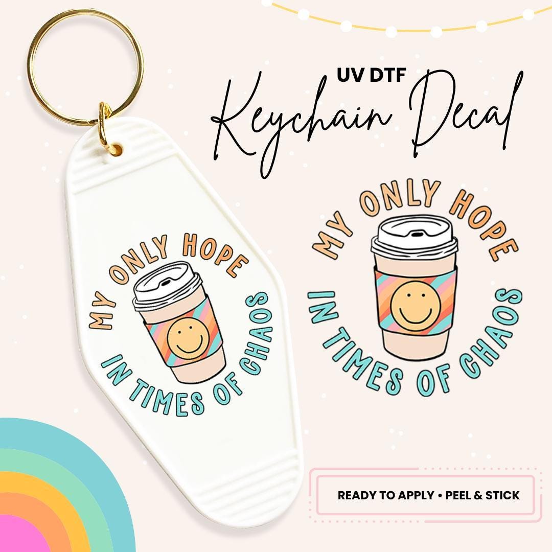 UV DTF Sticker For Retro Motel Keychain- Ready To Apply- No Heat Needed - Ready to Ship!