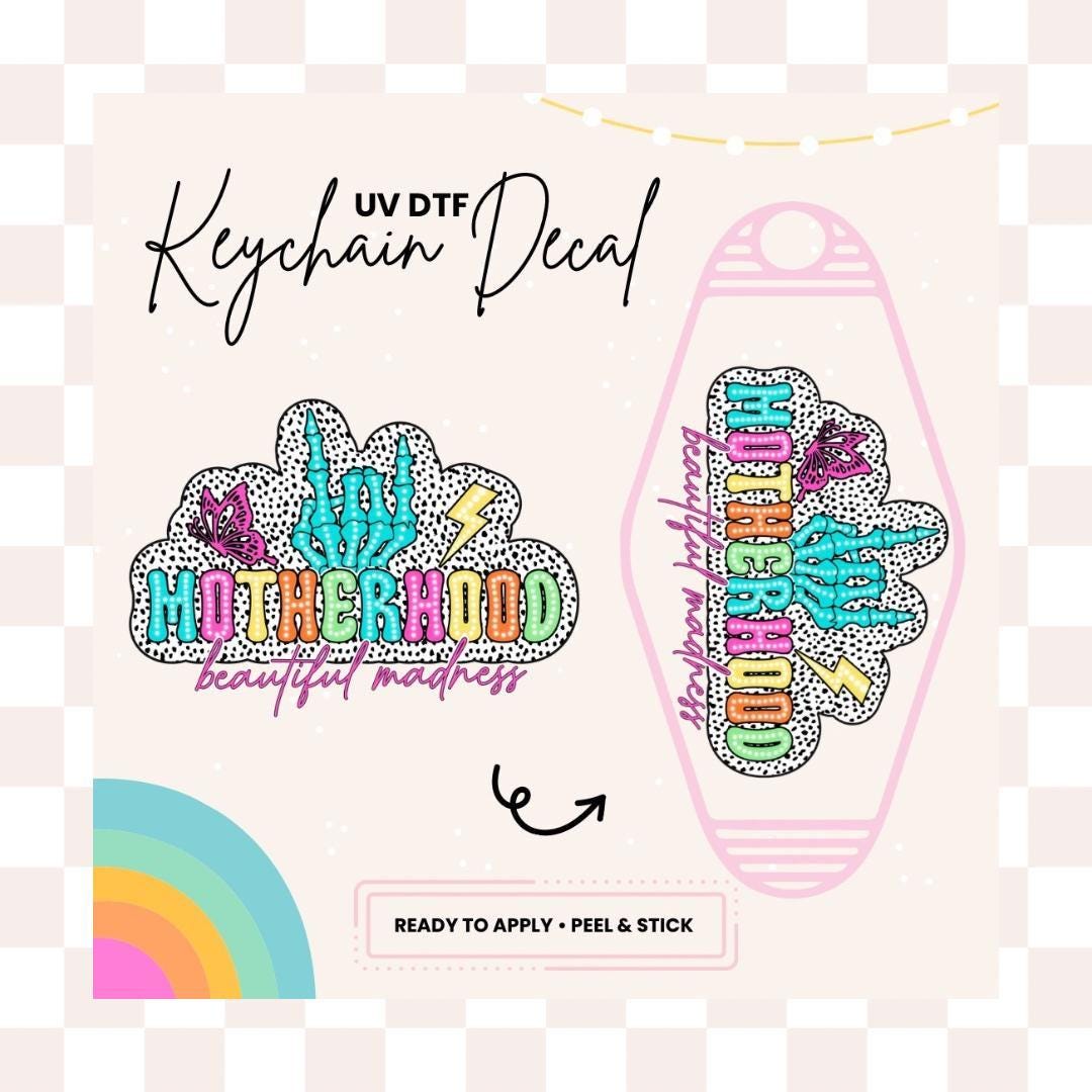 UV DTF Sticker For Retro Motel Keychain- Ready To Apply- No Heat Needed - Ready to Ship!