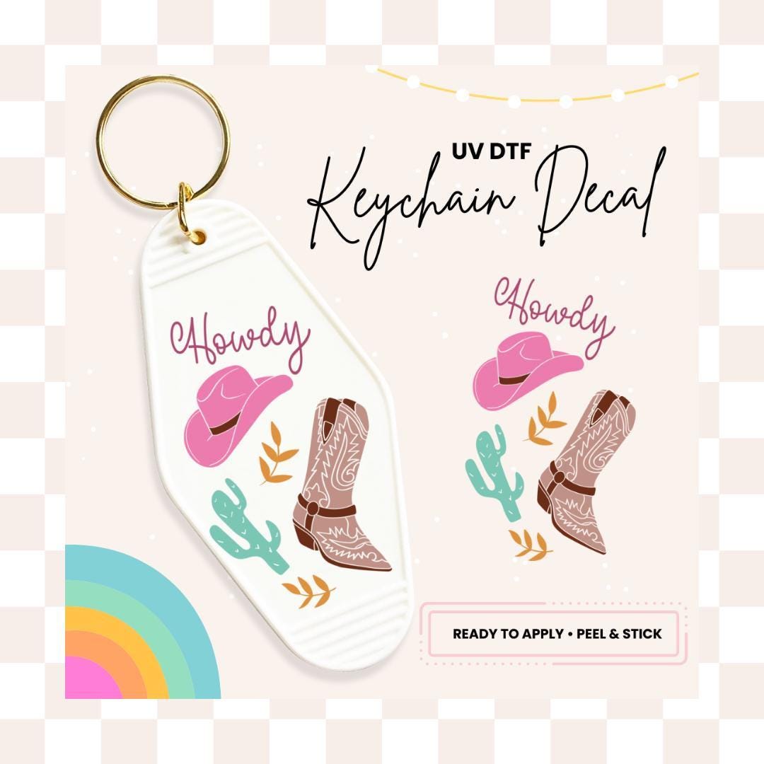 UV DTF Sticker For Retro Motel Keychain- Ready To Apply- No Heat Needed - Ready to Ship!