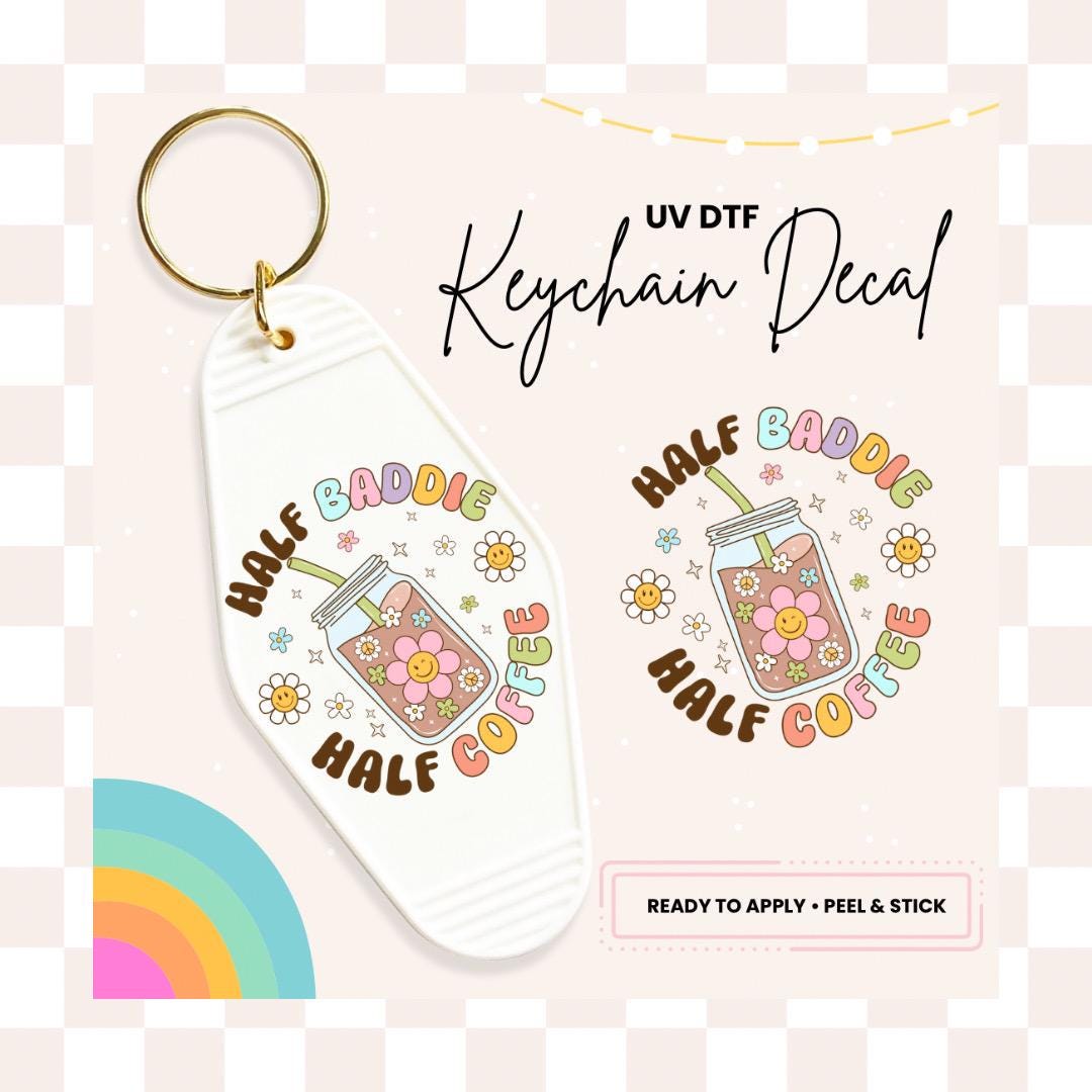 UV DTF Sticker For Retro Motel Keychain- Ready To Apply- No Heat Needed - Ready to Ship!