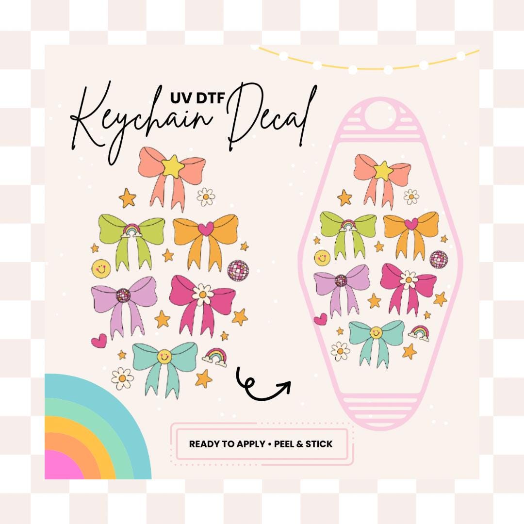 UV DTF Sticker For Retro Motel Keychain- Ready To Apply- No Heat Needed - Ready to Ship!