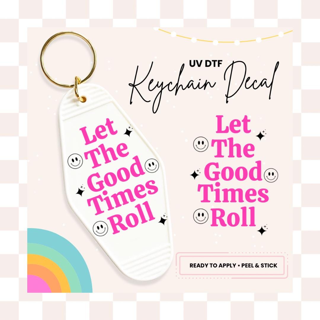 UV DTF Sticker For Retro Motel Keychain- Ready To Apply- No Heat Needed - Ready to Ship!