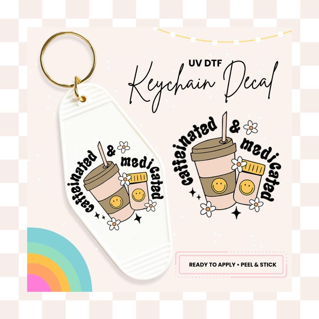 UV DTF Sticker For Retro Motel Keychain- Ready To Apply- No Heat Needed - Ready to Ship!