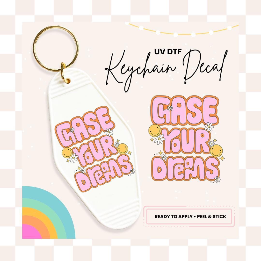 UV DTF Sticker For Retro Motel Keychain- Ready To Apply- No Heat Needed - Ready to Ship!