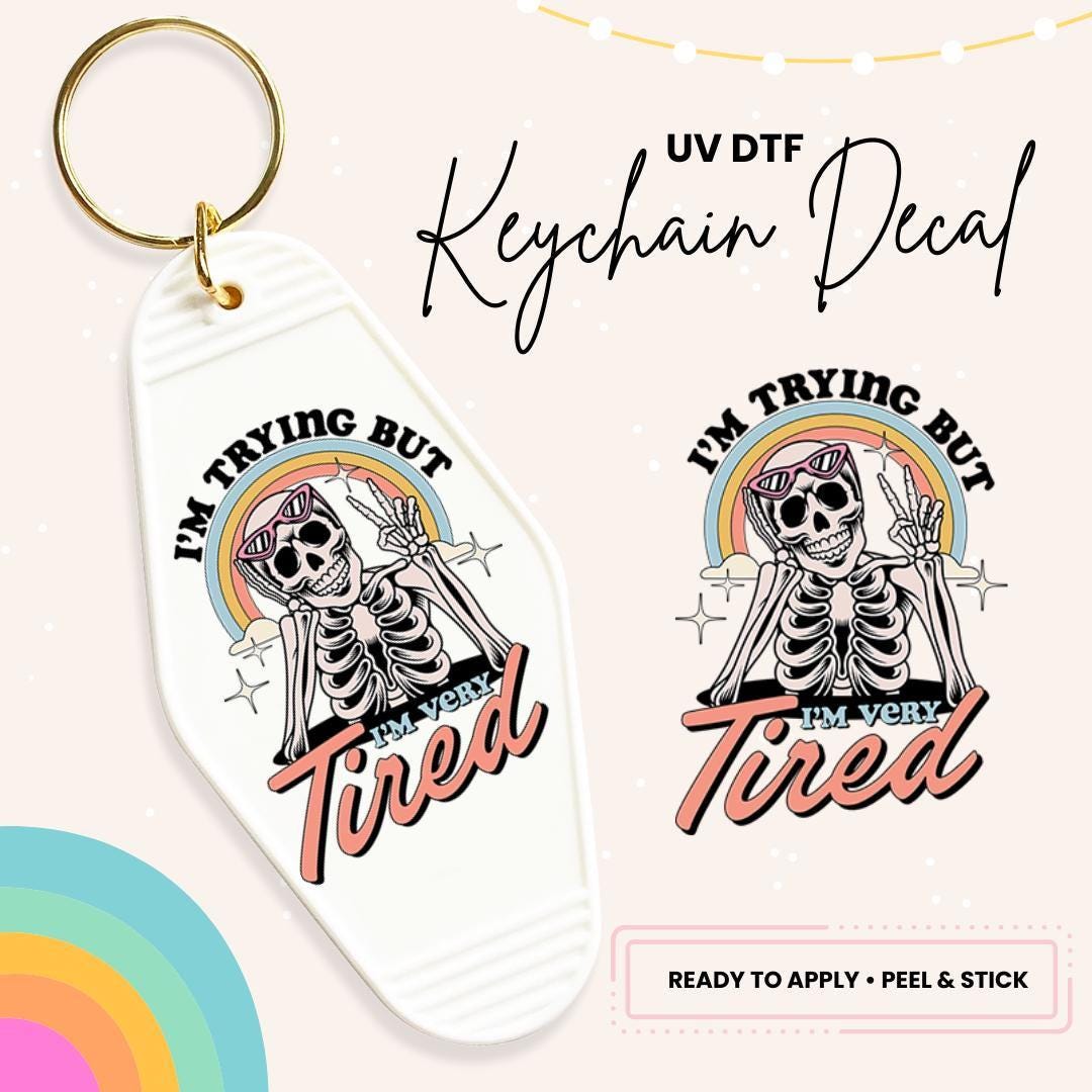 UV DTF Sticker For Retro Motel Keychain- Ready To Apply- No Heat Needed - Ready to Ship!