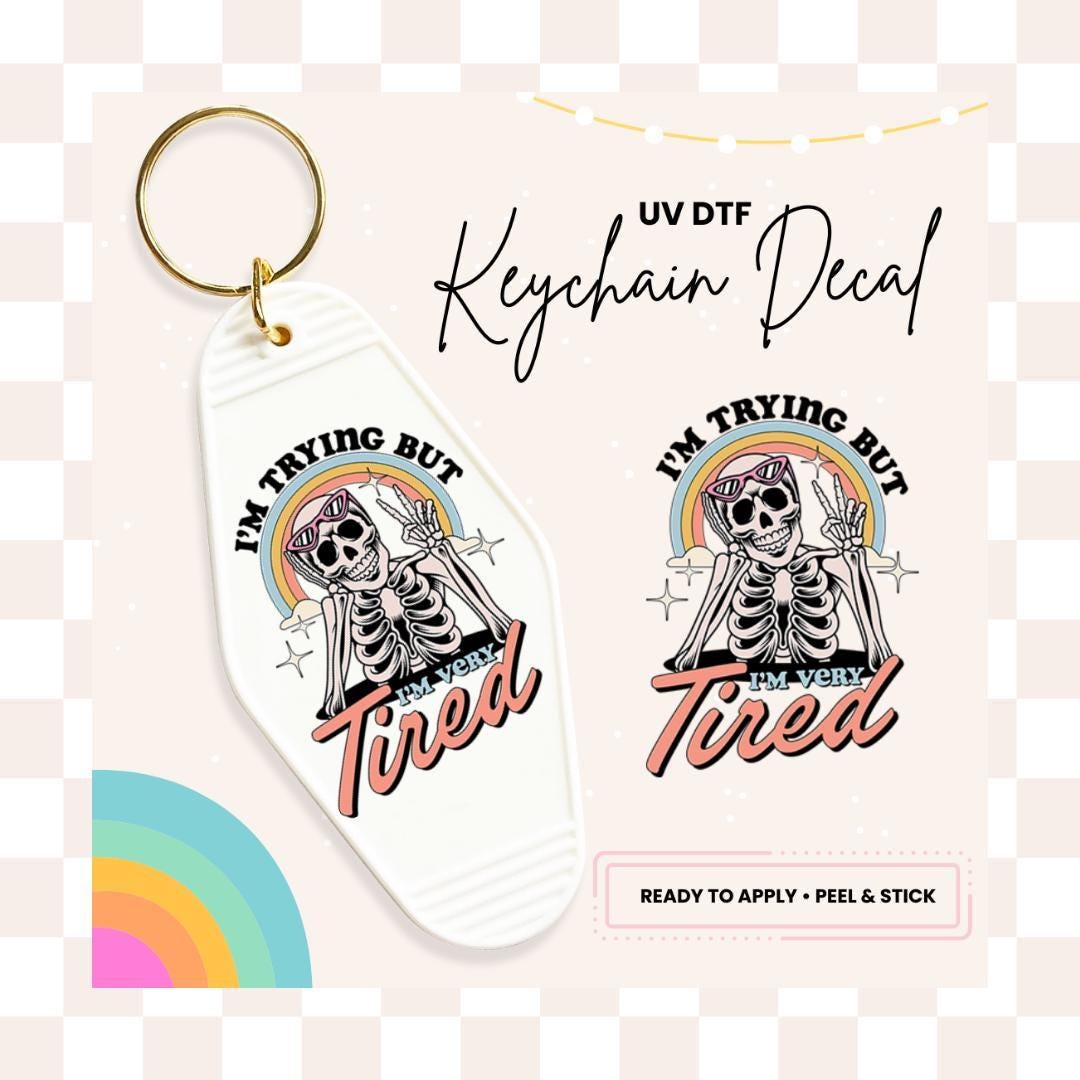 UV DTF Sticker For Retro Motel Keychain- Ready To Apply- No Heat Needed - Ready to Ship!