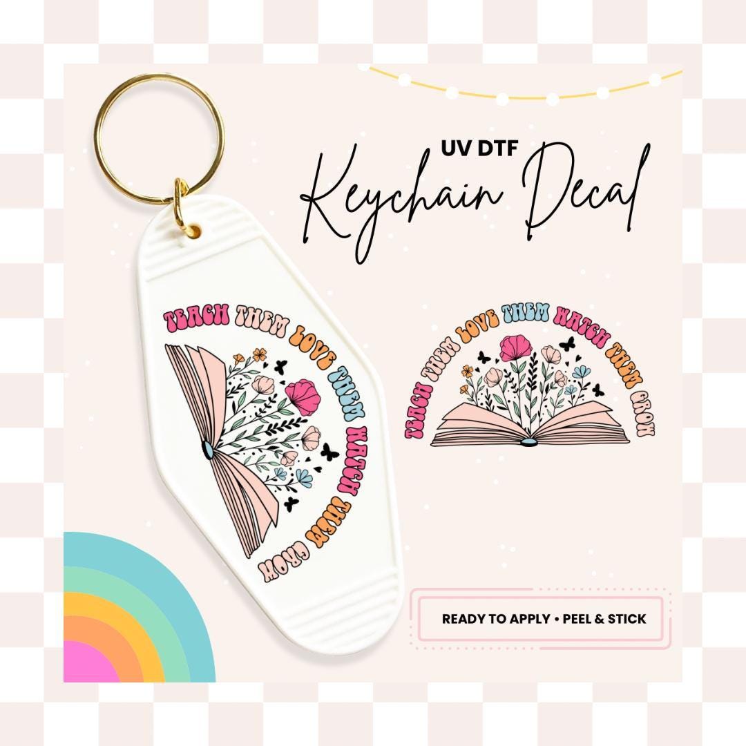 UV DTF Sticker For Retro Motel Keychain- Ready To Apply- No Heat Needed - Ready to Ship!