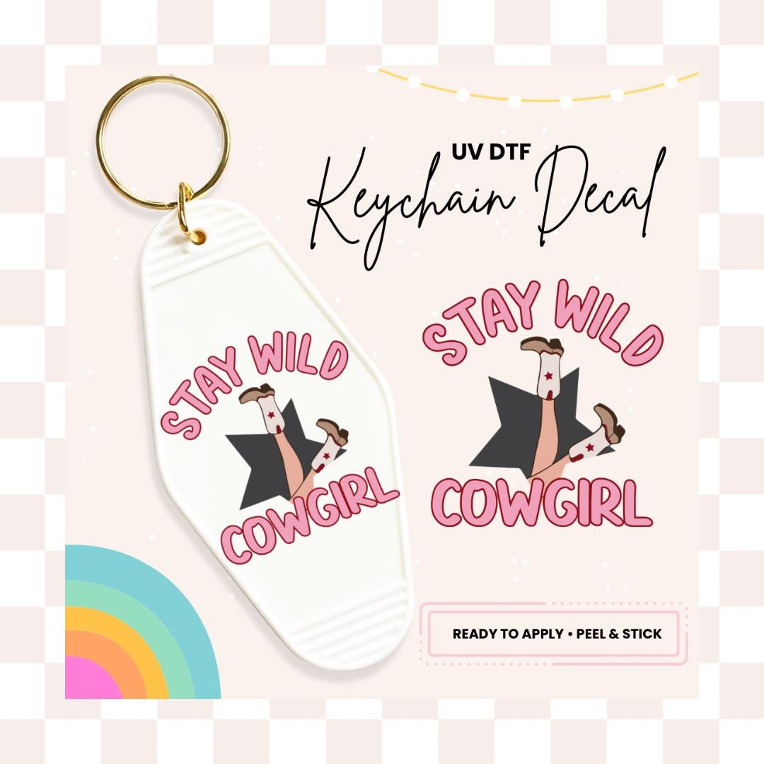 UV DTF Sticker For Retro Motel Keychain- Ready To Apply- No Heat Needed - Ready to Ship!