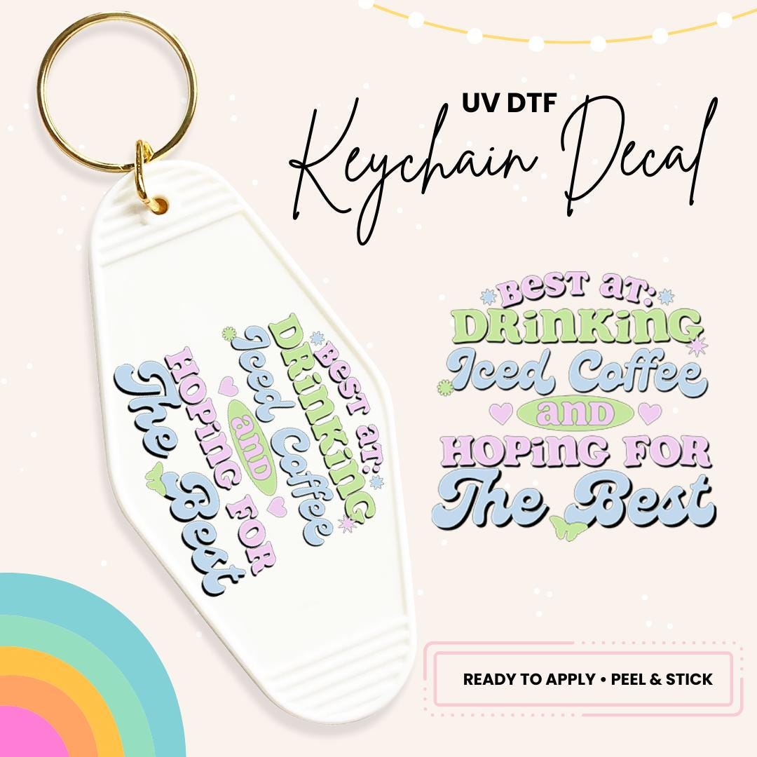 UV DTF Sticker For Retro Motel Keychain- Ready To Apply- No Heat Needed - Ready to Ship!