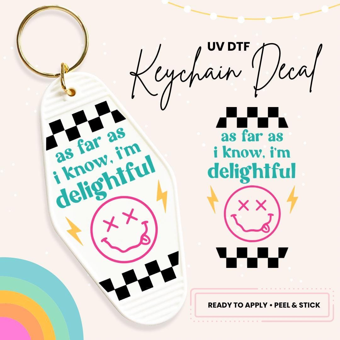 UV DTF Sticker For Retro Motel Keychain- Ready To Apply- No Heat Needed - Ready to Ship!