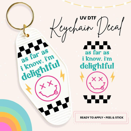 UV DTF Sticker For Retro Motel Keychain- Ready To Apply- No Heat Needed - Ready to Ship!