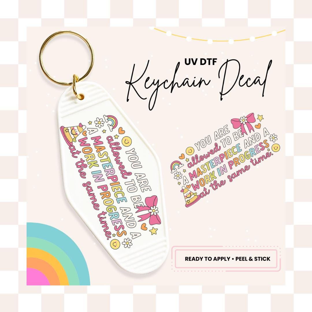 UV DTF Sticker For Retro Motel Keychain- Ready To Apply- No Heat Needed - Ready to Ship!