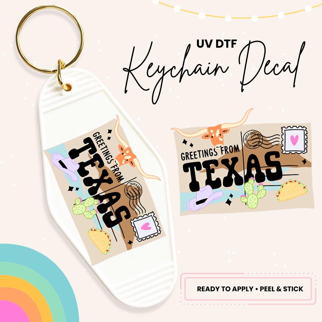UV DTF Sticker For Retro Motel Keychain- Ready To Apply- No Heat Needed - Ready to Ship!