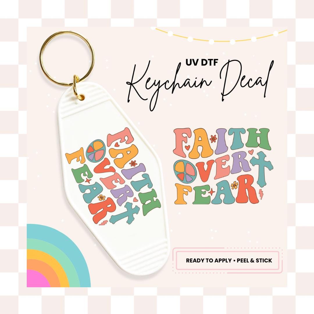 UV DTF Sticker For Retro Motel Keychain- Ready To Apply- No Heat Needed - Ready to Ship!