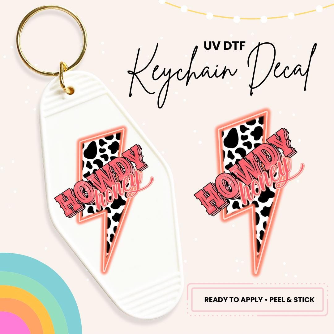 UV DTF Sticker For Retro Motel Keychain- Ready To Apply- No Heat Needed - Ready to Ship!