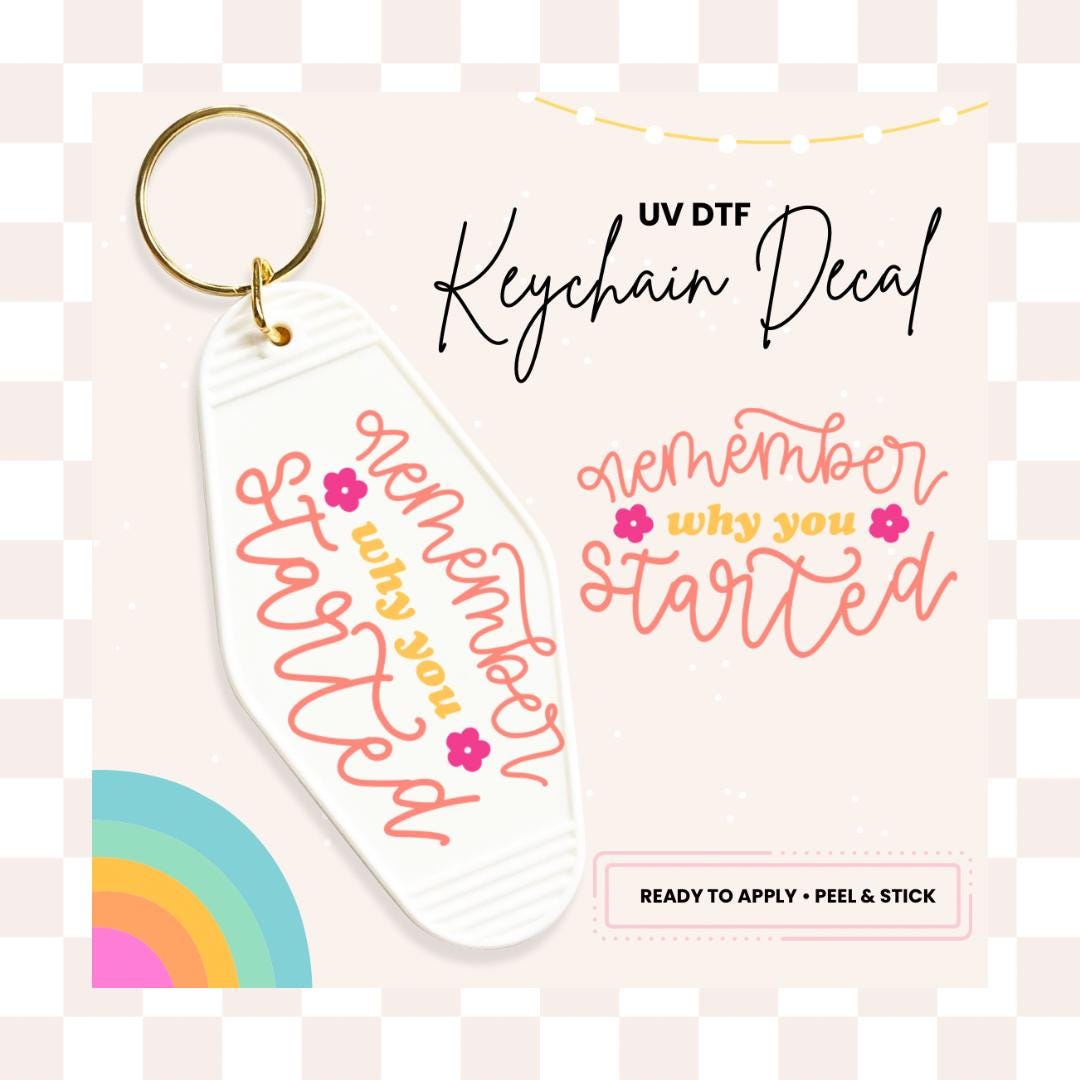UV DTF Sticker For Retro Motel Keychain- Ready To Apply- No Heat Needed - Ready to Ship!