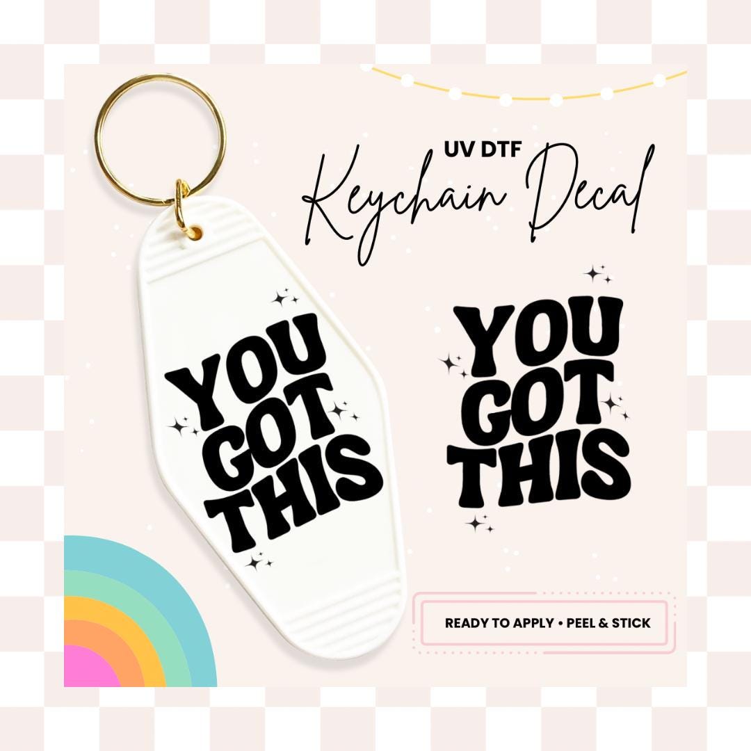 UV DTF Sticker For Retro Motel Keychain- Ready To Apply- No Heat Needed - Ready to Ship!