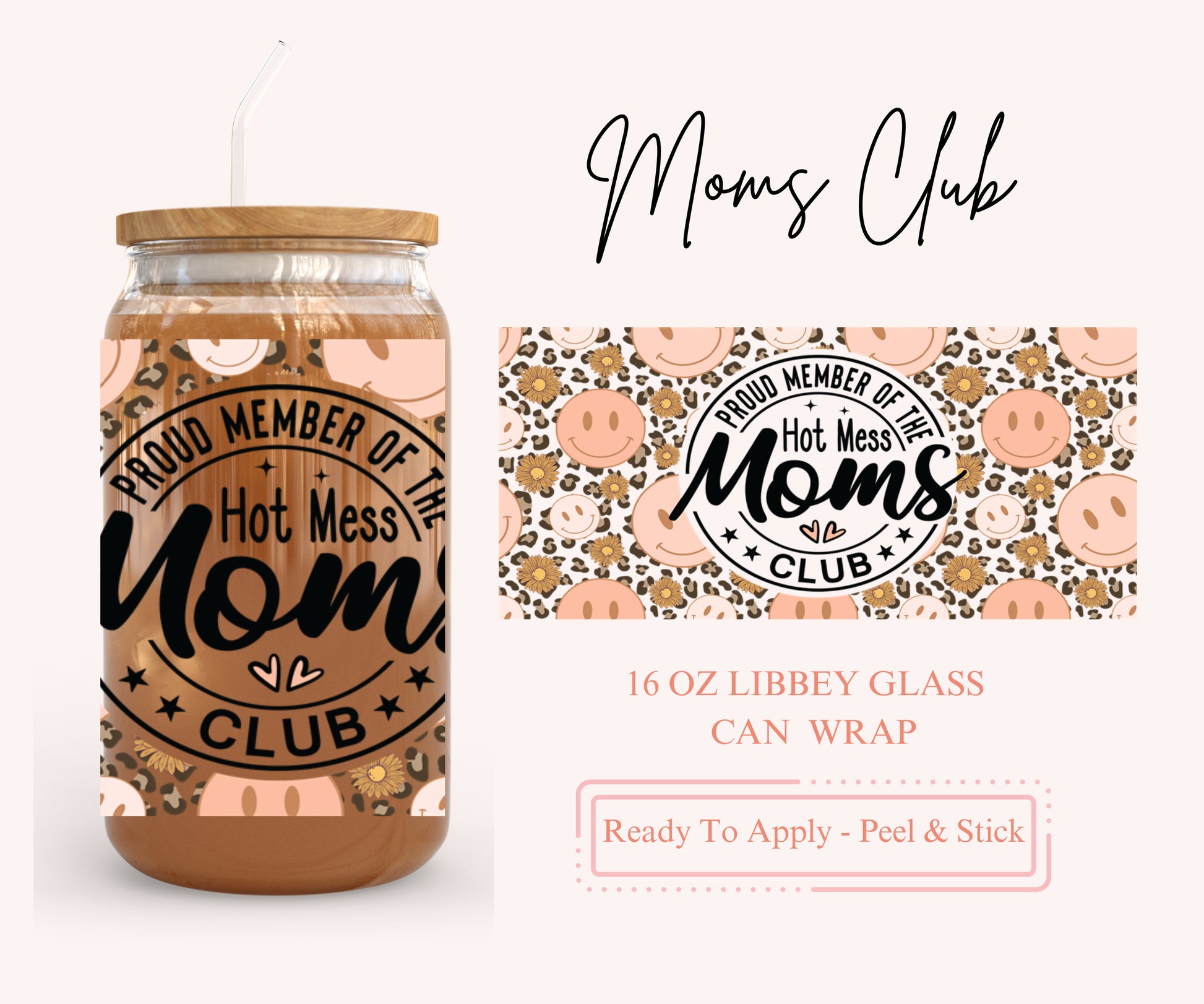 UV DTF Libbey Glass Can Wrap - Ready To Apply - Peel & Stick