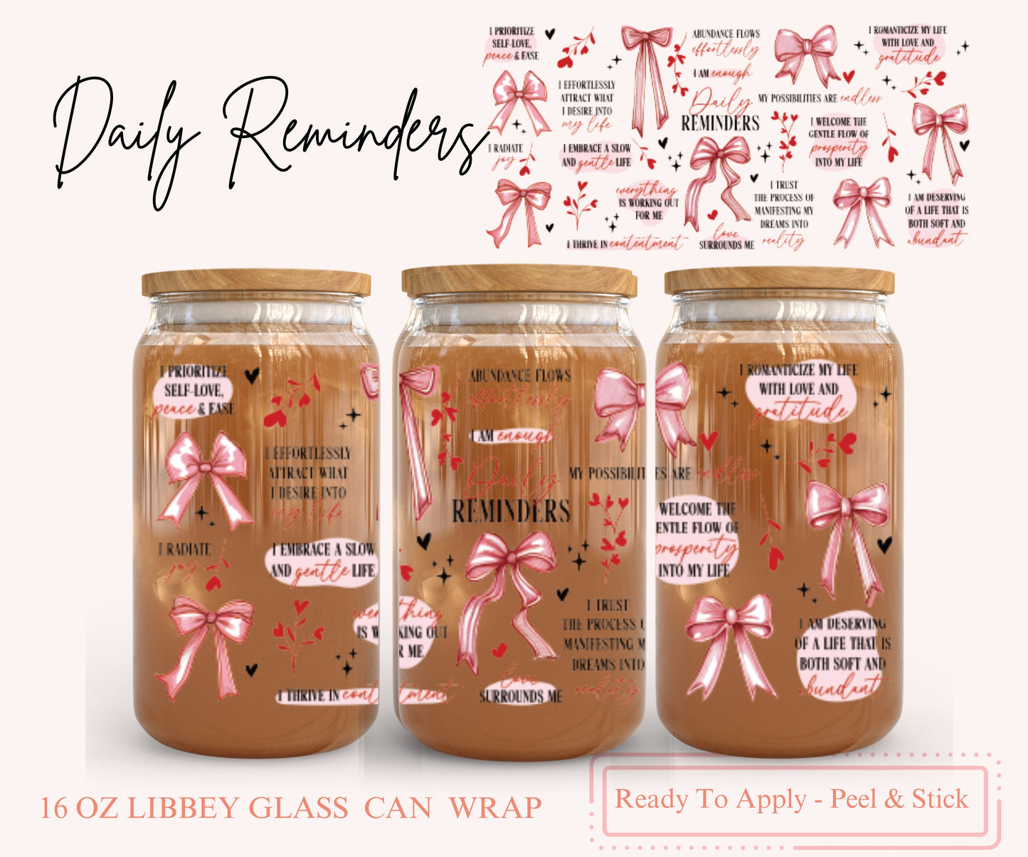 UV DTF Libbey Glass Can Wrap - Ready To Apply - Peel & Stick