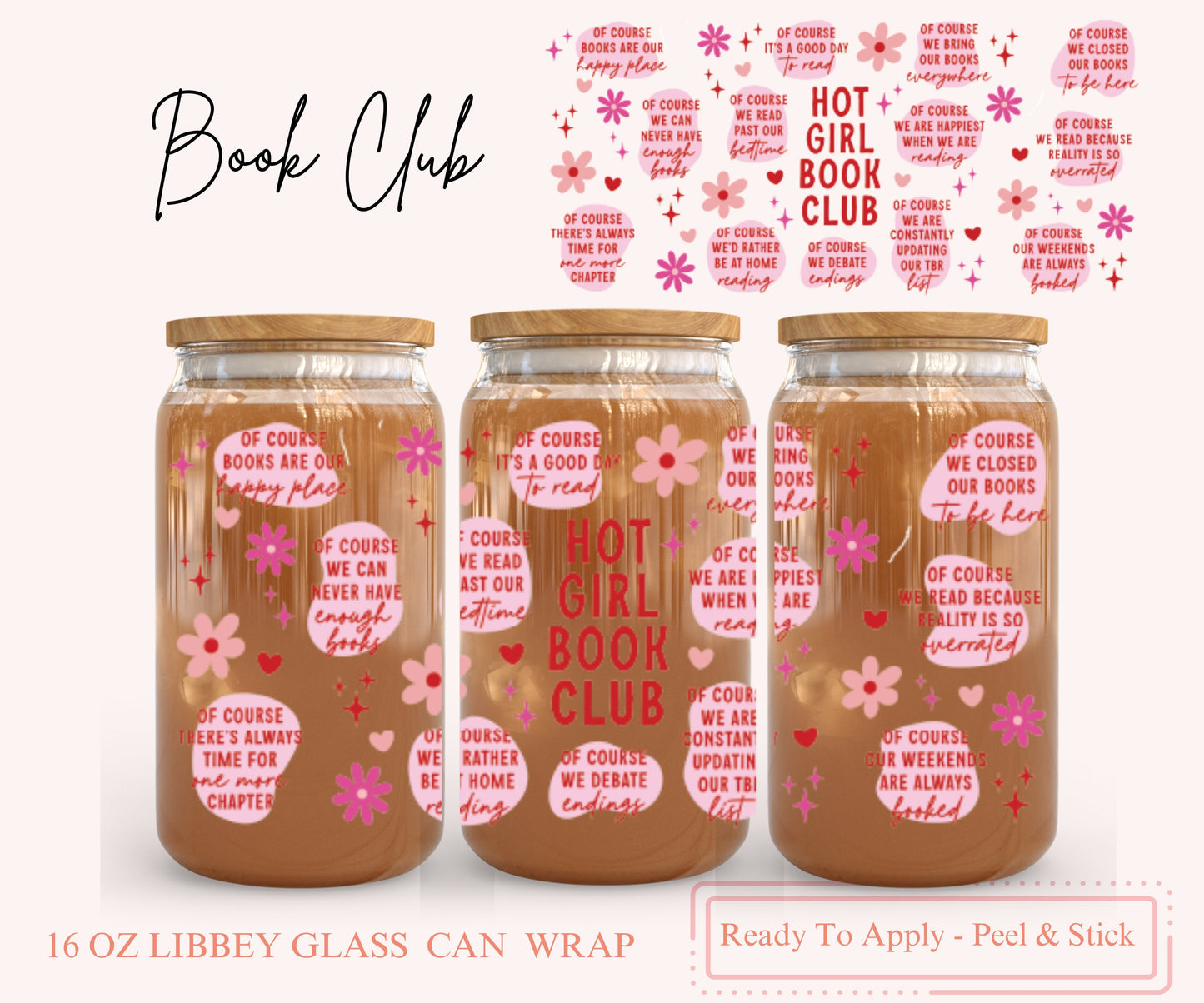 UV DTF Libbey Glass Can Wrap - Ready To Apply - Peel & Stick