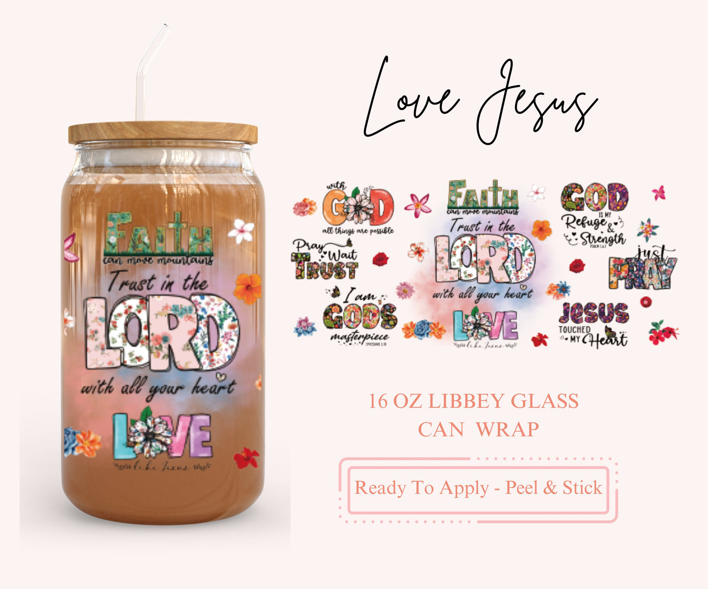 UV DTF Libbey Glass Can Wrap - Ready To Apply - Peel & Stick