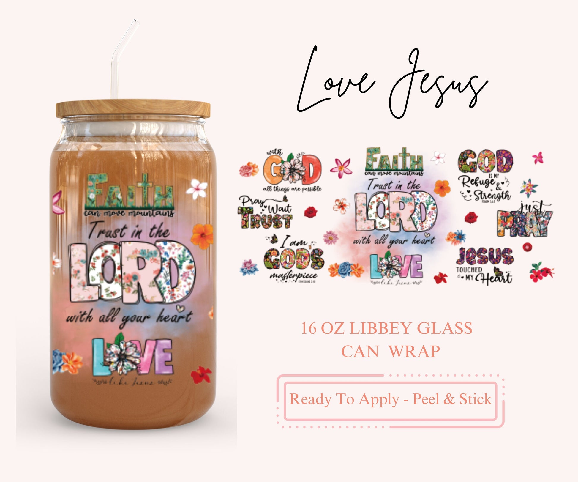 UV DTF Libbey Glass Can Wrap - Ready To Apply - Peel & Stick