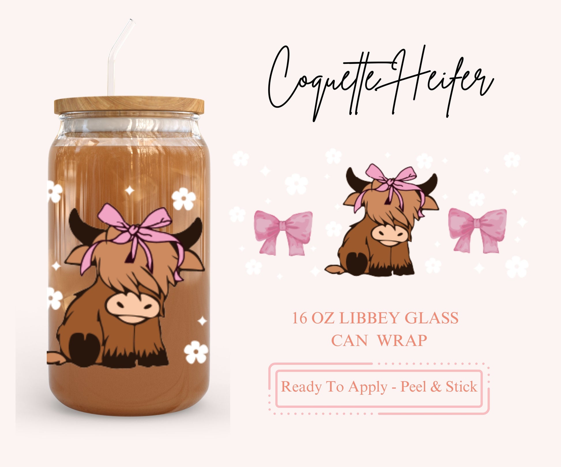 UV DTF Libbey Glass Can Wrap - Ready To Apply - Peel & Stick